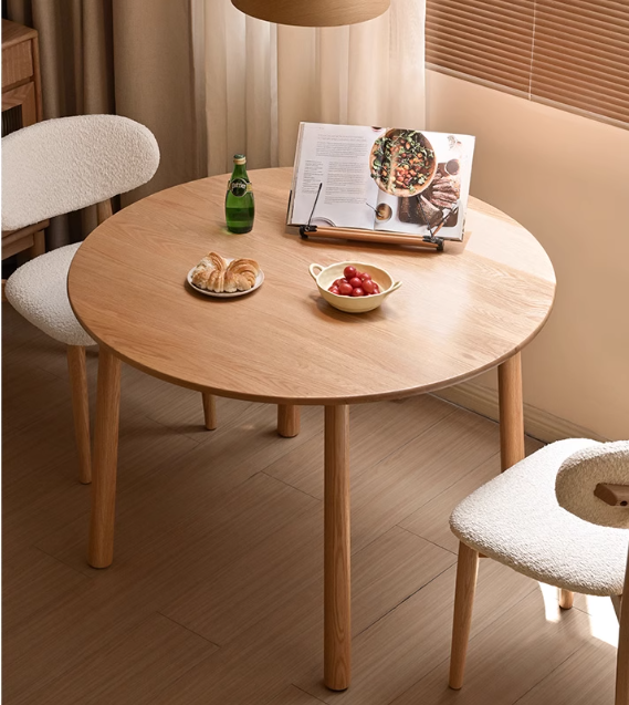Oak Solid Wood Round Dining Table
