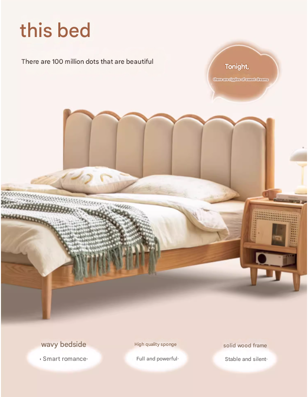 Oak Solid wood dream house soft bed