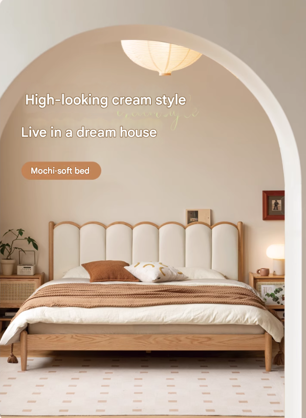 Oak Solid wood dream house soft bed