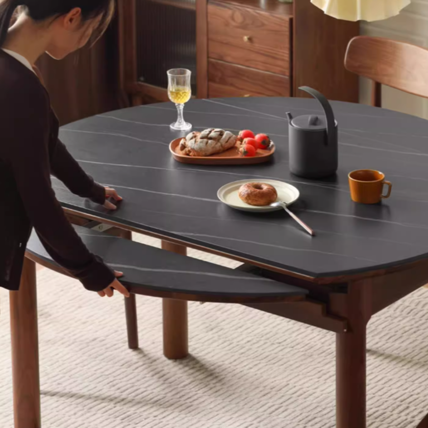 Black Walnut Solid Wood Folding Round Dining Table