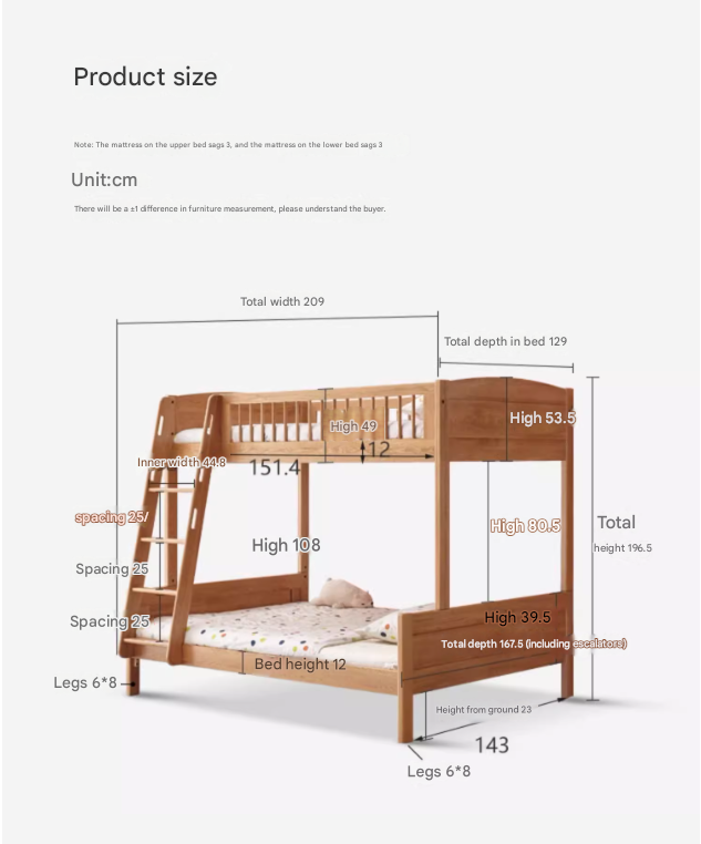 Oak solid wood Bunk Bed.