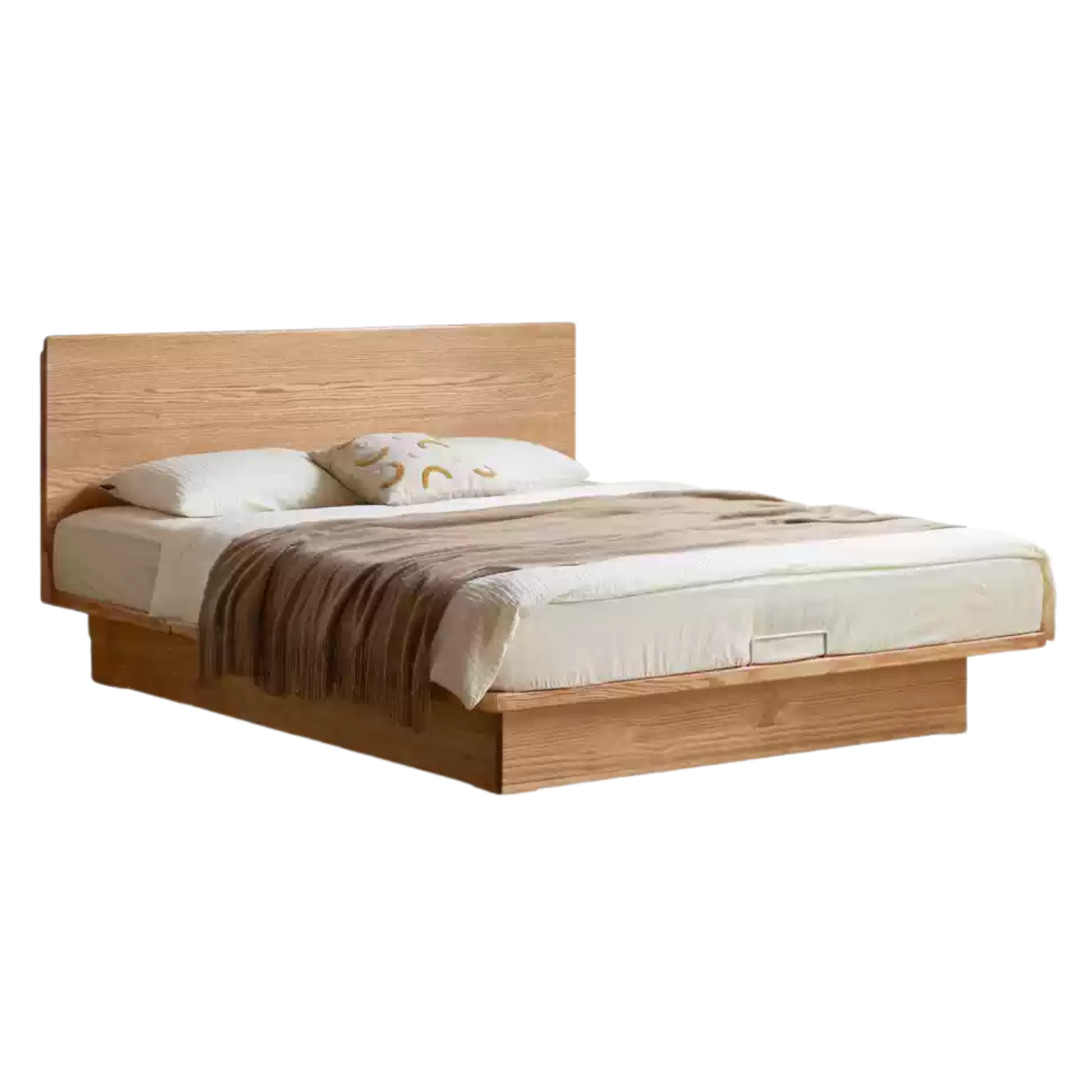OAK Solid Wood platform bed, headboard-free bed Suspended Bed