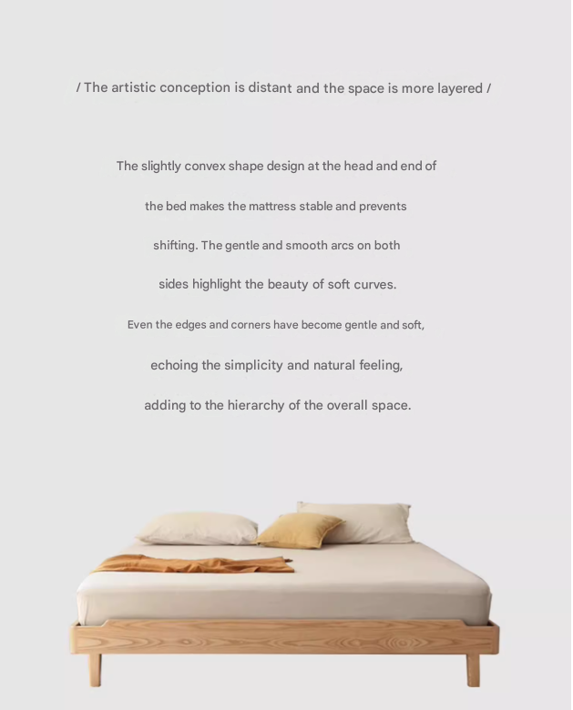 Ash Solid Wood Platform Bed, Headboard-Free Bed