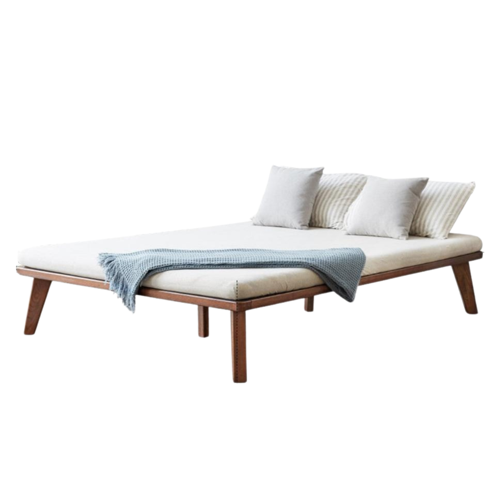 Oak solid wood platform bed, headboard-free bed