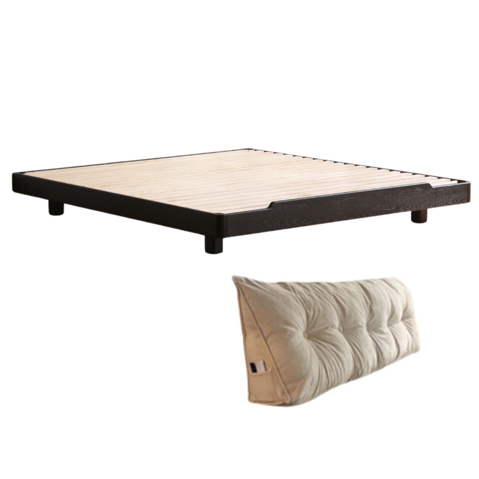 Oak Solid Wood Suspended platform bed, headboard-free Modern American Light Bed