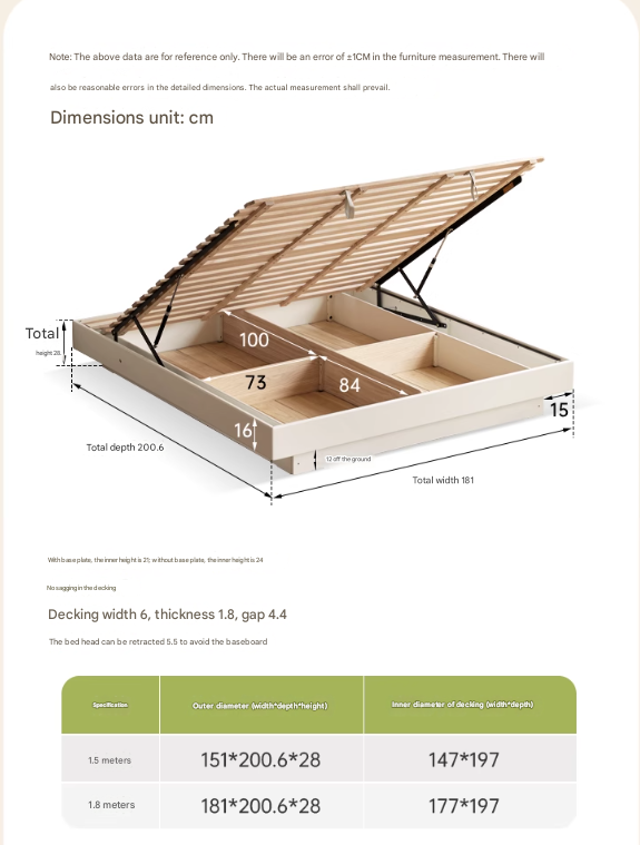 Rubber Solid Wood Suspended Box Platform Bed, Headboard-Free Bed.