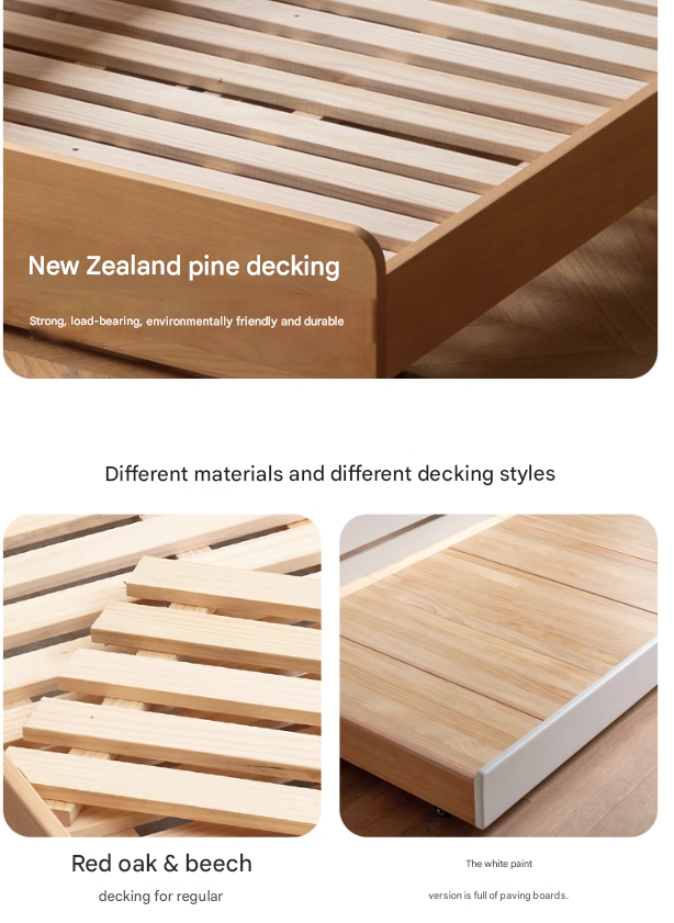 Oak, Beech solid wood floor bed with pulley toddler bed<