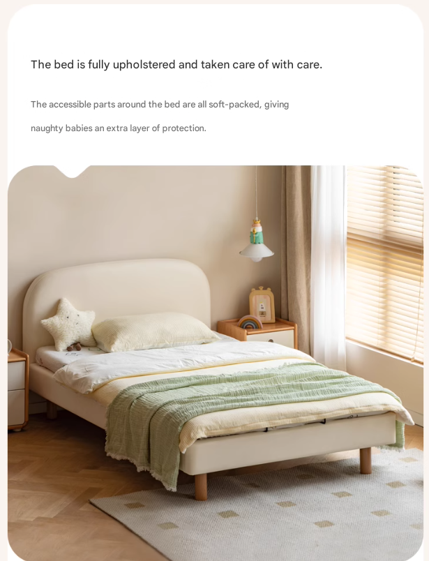 Organic leather Сhildren's bed cream bed<