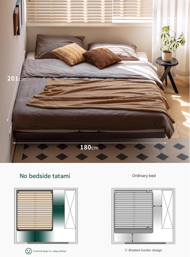 Oak Solid Wood Bed Simple platform bed, headboard-free bed