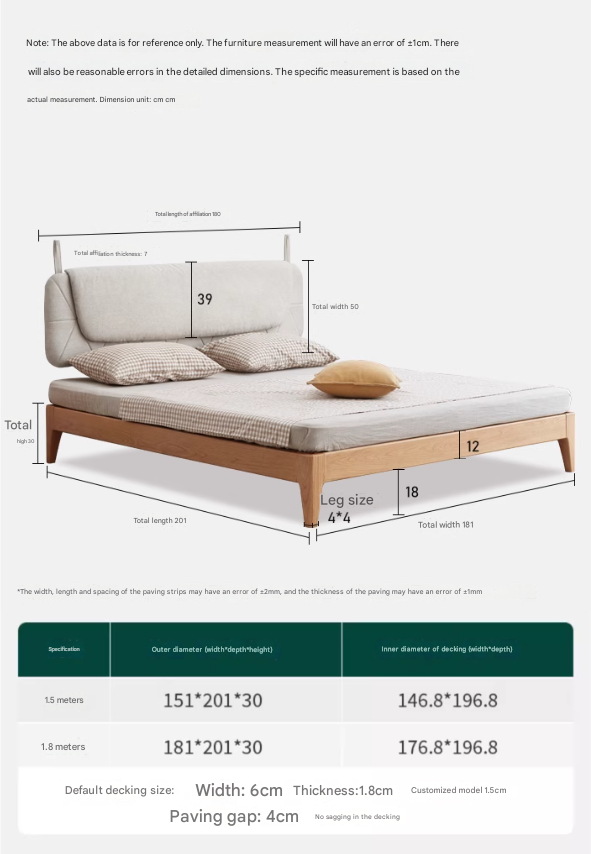 Oak, Ash Solid Wood Platform Bed, Headboard-Free Bed Modern Minimalist