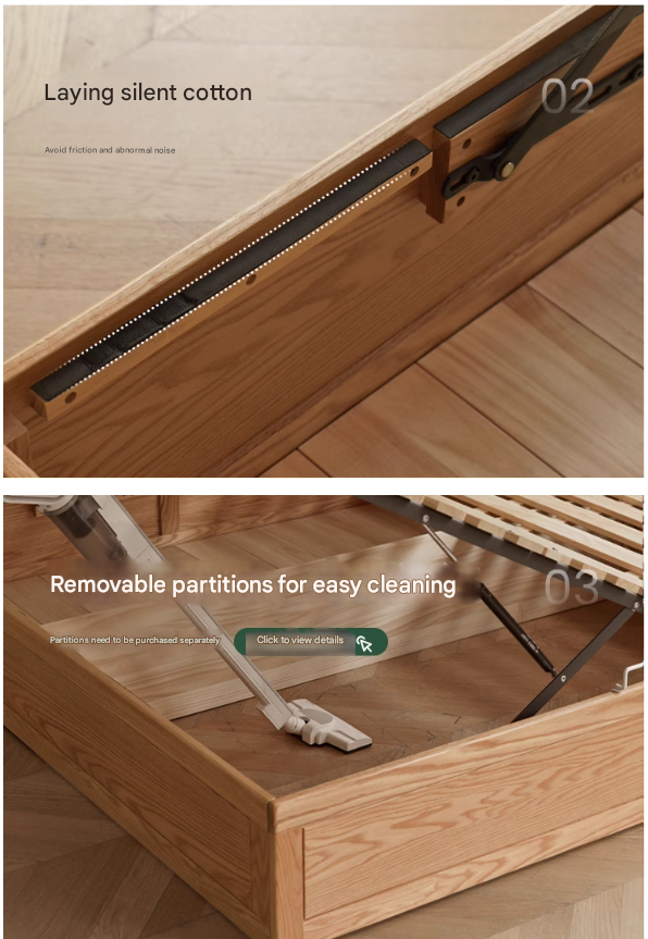 Oak solid wood platform bed, headboard-free Box bed