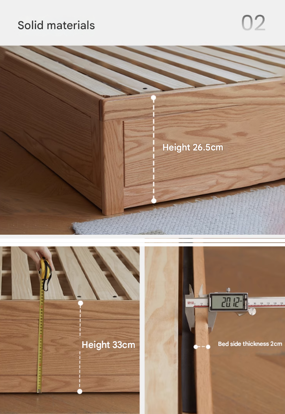 Oak solid wood platform bed, headboard-free Box bed
