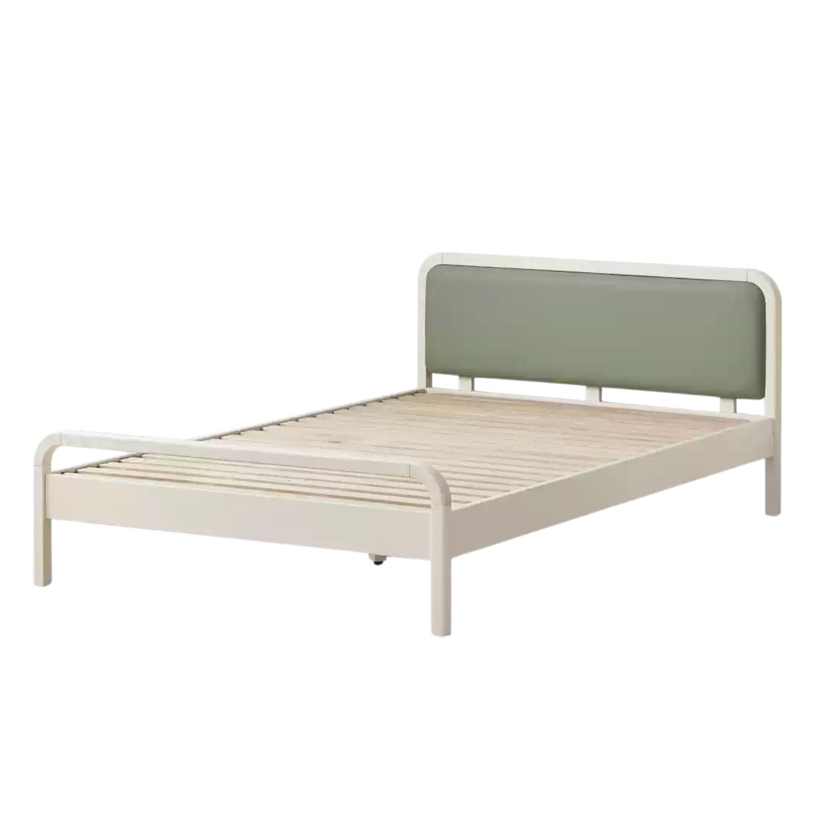 Rubber wood, Poplar Solid Wood Children's Bed Cream Soft Bag Headboard<