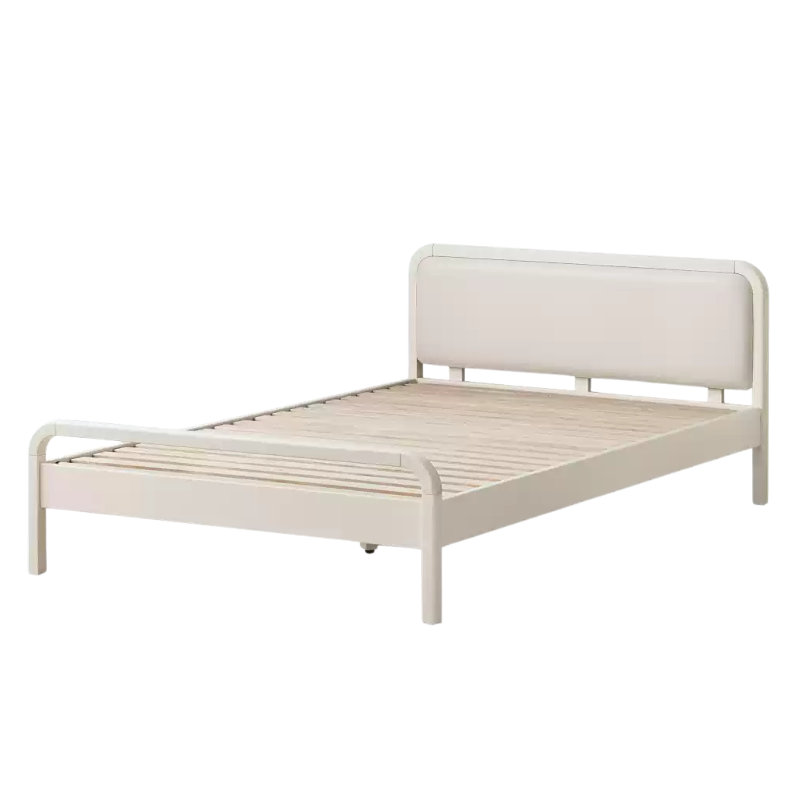 Rubber wood, Poplar Solid Wood Children's Bed Cream Soft Bag Headboard<