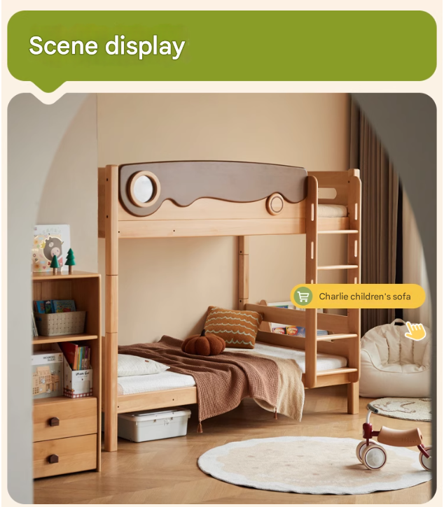 Beech solid wood with guardrails bunk bed