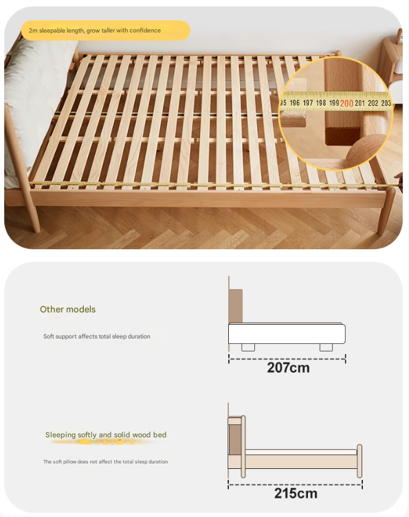 Beech Solid Wood Children's bed with organic leather<