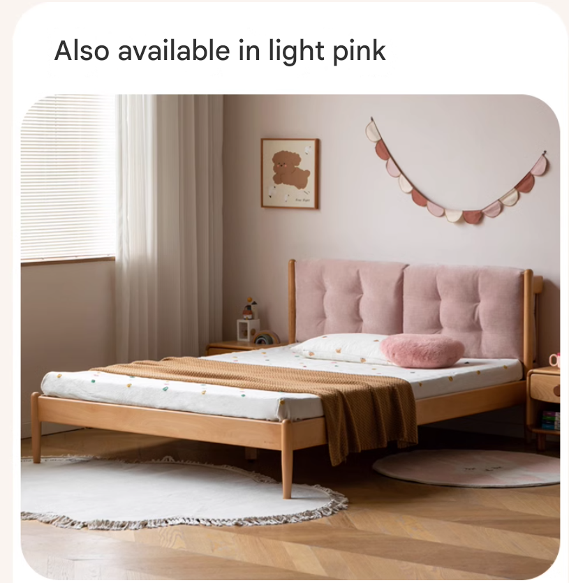 Beech Solid Wood Children's bed with organic leather<