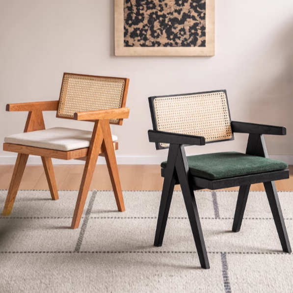 Cherry, Oak, Wax Solid Wood Light Luxury Leisure Dining Chair