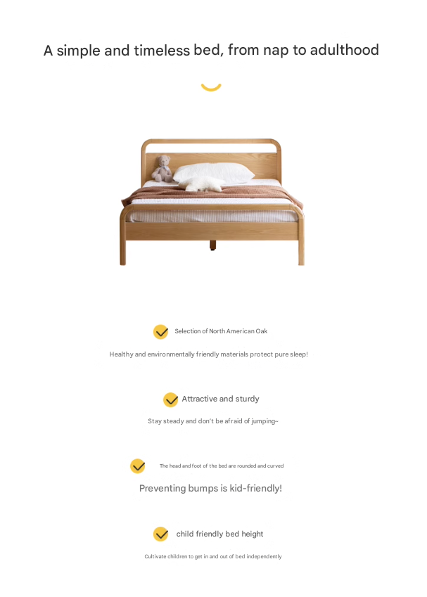 Oak Solid Wood Children's Single Bed