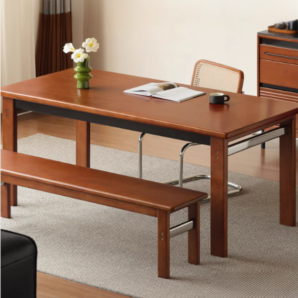 Poplar Solid Wood Bauhaus Retro Antique Style Dining Table