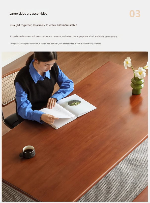 Poplar Solid Wood Bauhaus Retro Antique Style Dining Table