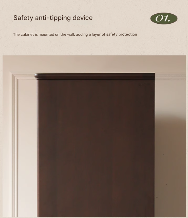 Poplar Solid Wood American Retro Double Door Wardrobe.