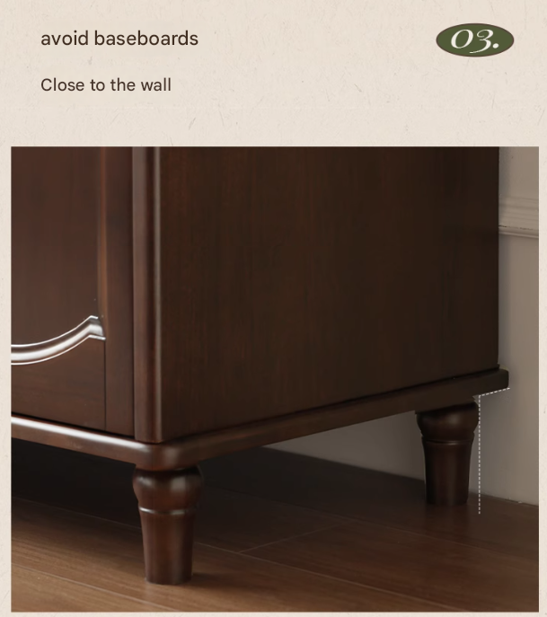 Poplar Solid Wood American Retro Double Door Wardrobe.