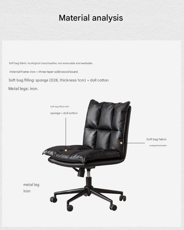 Organic Leather Rotating Modern Back Chair