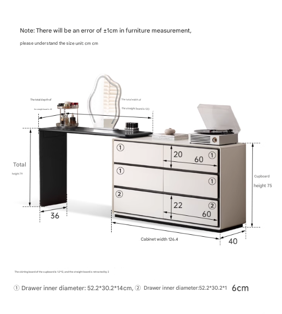 Solid Rubberwood Rotating Modern Dressing Table.