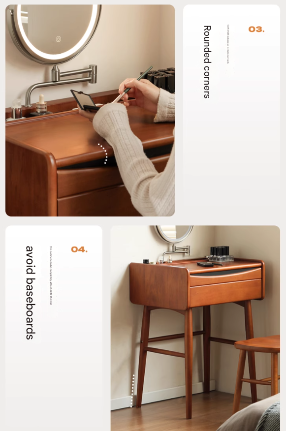Poplar Solid Wood Multi Functional Retro Dressing Table.