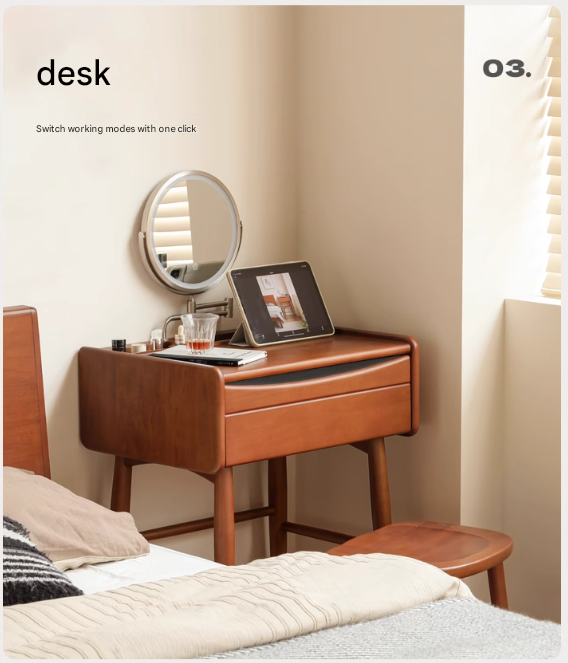 Poplar Solid Wood Multi Functional Retro Dressing Table.