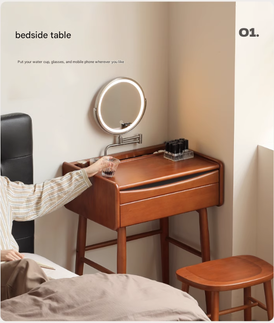 Poplar Solid Wood Multi Functional Retro Dressing Table.
