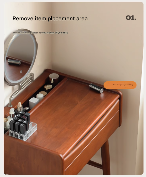 Poplar Solid Wood Multi Functional Retro Dressing Table.