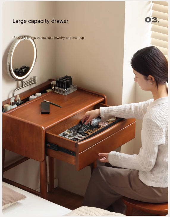 Poplar Solid Wood Multi Functional Retro Dressing Table.