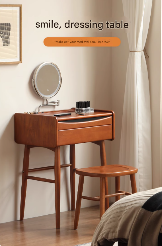 Poplar Solid Wood Multi Functional Retro Dressing Table.