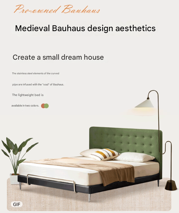 Fabric Flannel Soft Bed Bauhaus Style