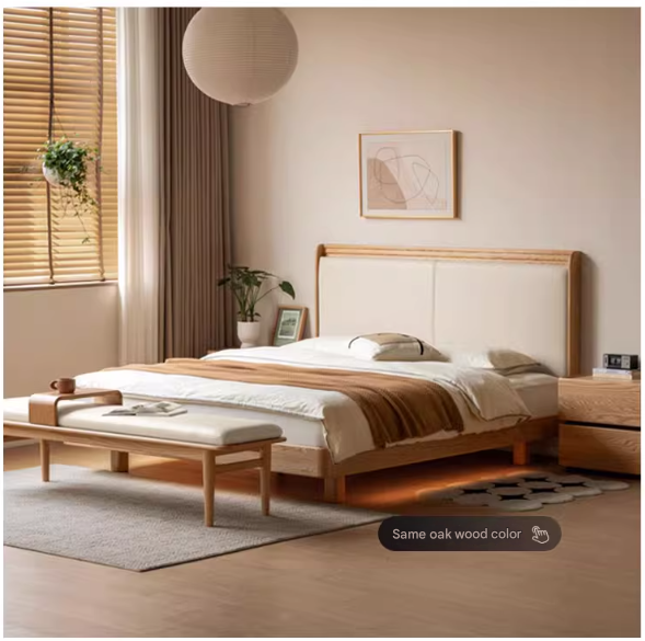 Oak Solid Wood Modern Simple Luminous Bed