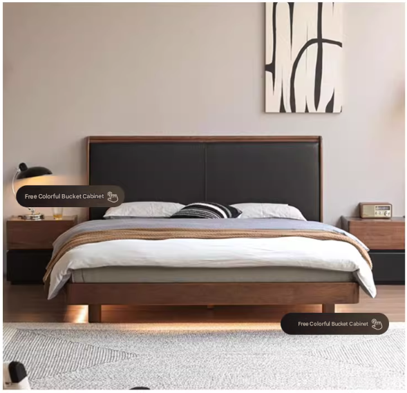 Oak Solid Wood Modern Simple Luminous Bed