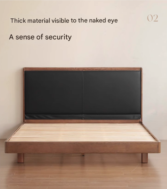 Oak Solid Wood Modern Simple Luminous Bed