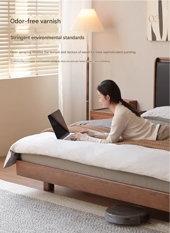 Oak Solid Wood Modern Simple Luminous Bed