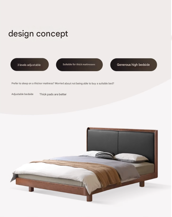 Oak Solid Wood Modern Simple Luminous Bed