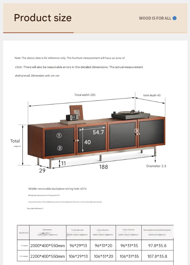 Poplar Solid Wood Bauhaus Storage Floor TV Cabinet