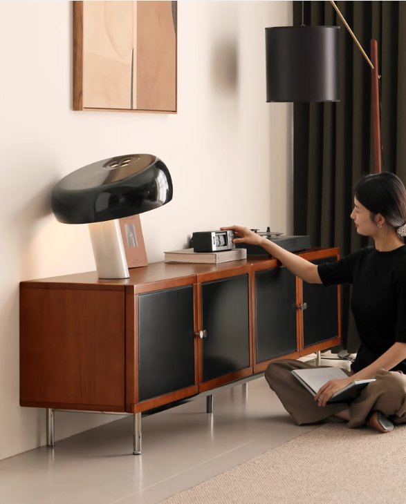 Poplar Solid Wood Bauhaus Storage Floor TV Cabinet