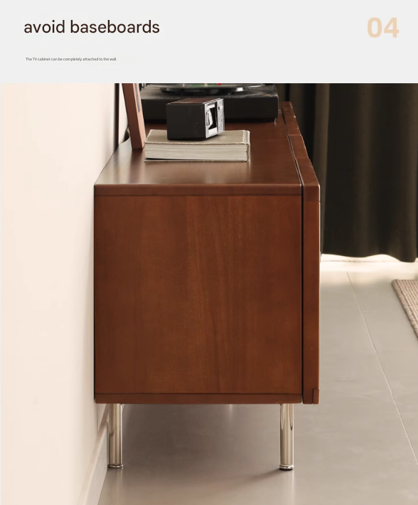 Poplar Solid Wood Bauhaus Storage Floor TV Cabinet