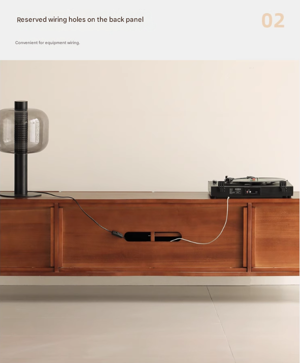 Poplar Solid Wood Bauhaus Storage Floor TV Cabinet