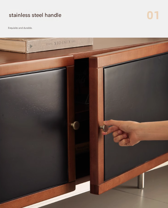 Poplar Solid Wood Bauhaus Storage Floor TV Cabinet