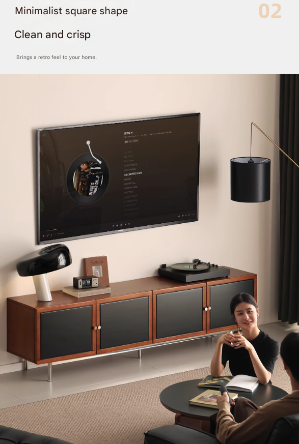Poplar Solid Wood Bauhaus Storage Floor TV Cabinet