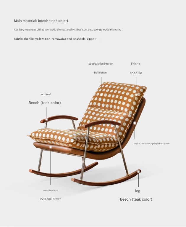 Fabric medieval style rocking chair