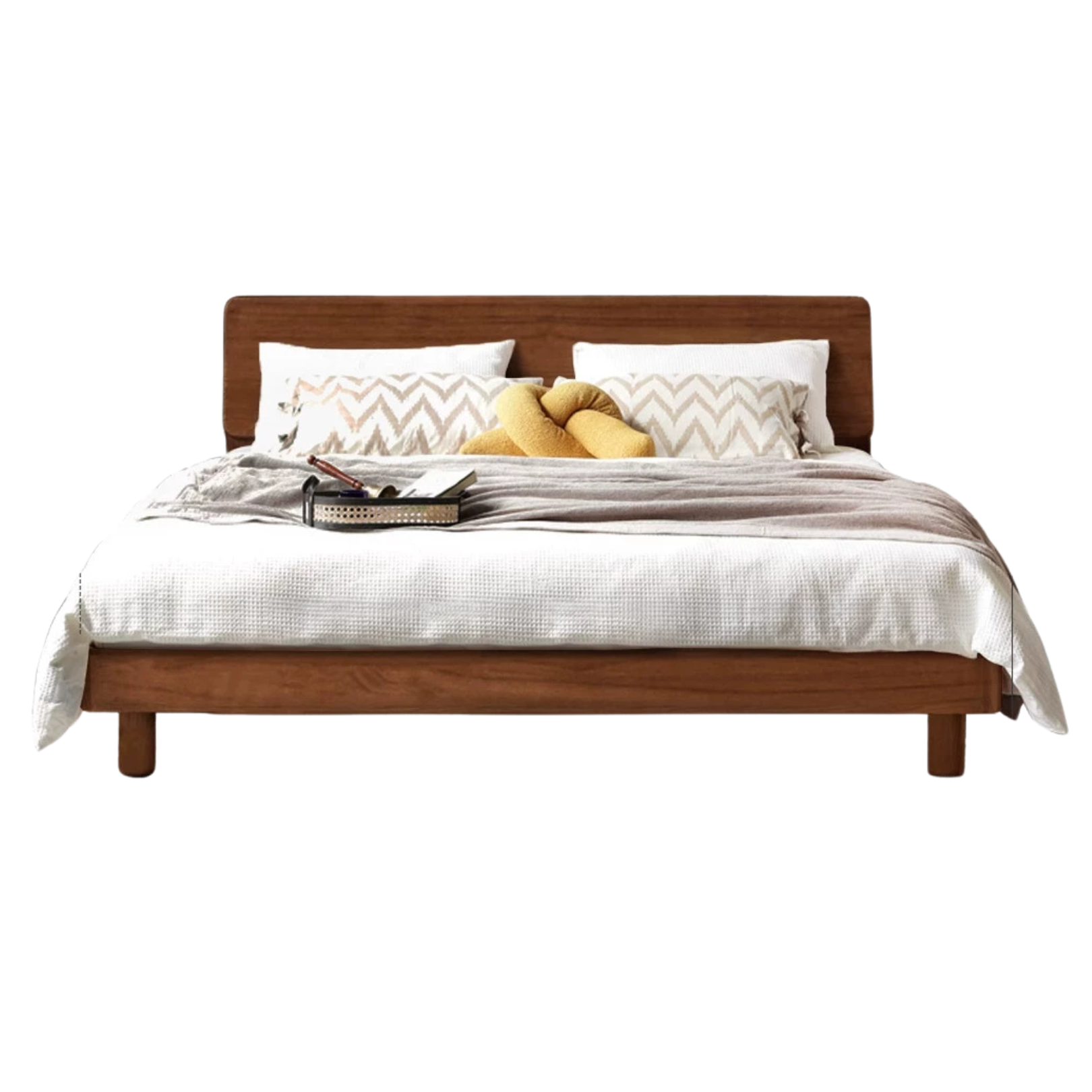 Oak Solid Wood Soft Light With Bookshelf Bed