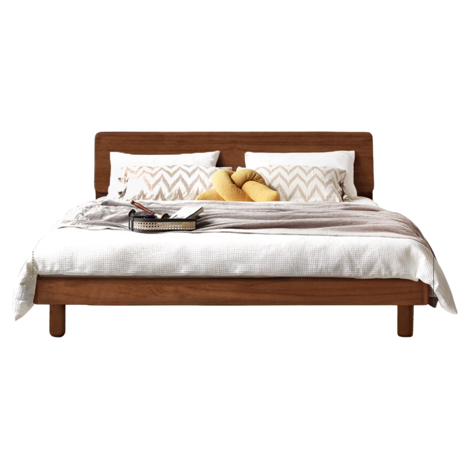 Oak Solid Wood Soft Light With Bookshelf Bed